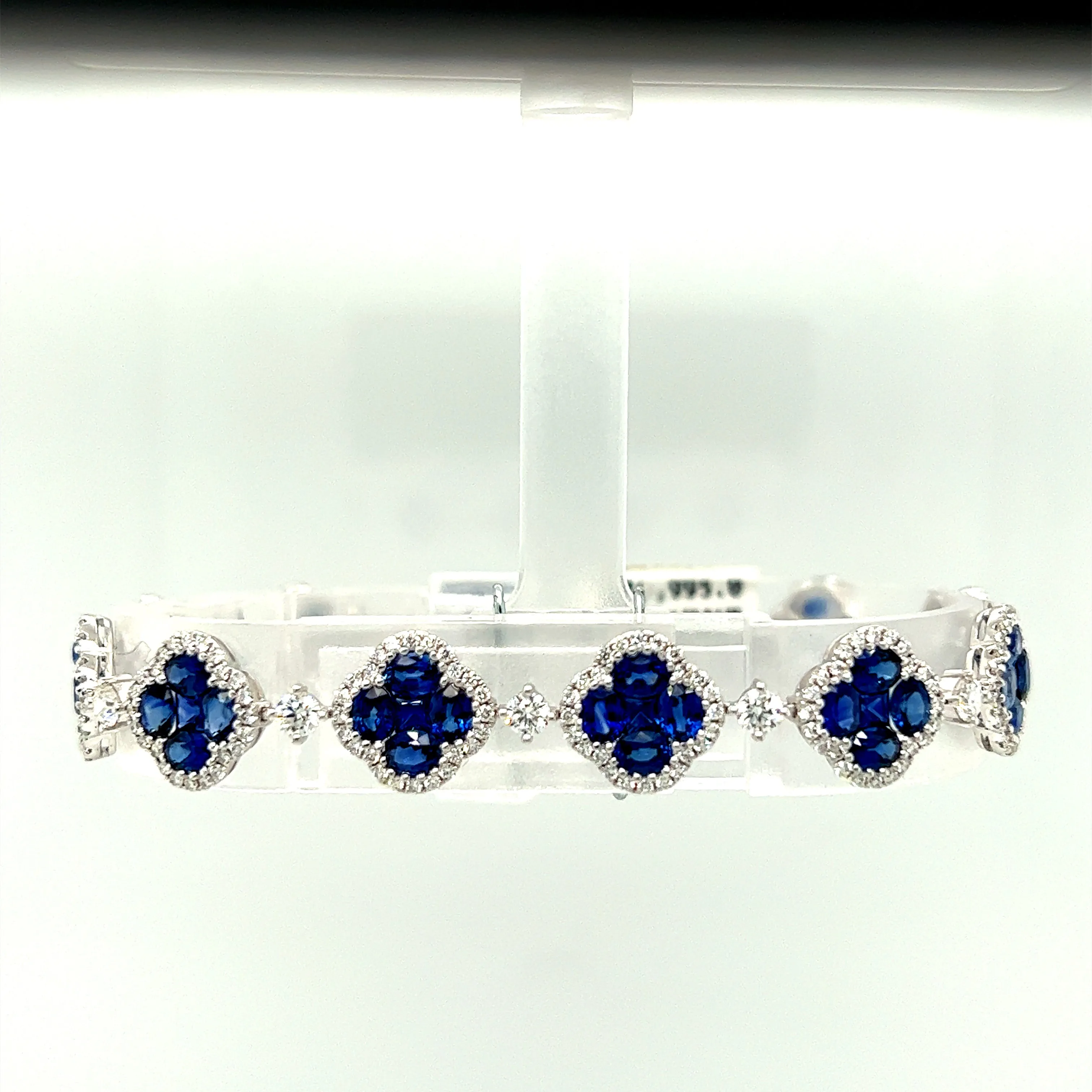 18K White Gold 11.10CTW Sapphire and Diamond Bracelet