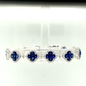 18K White Gold 11.10CTW Sapphire and Diamond Bracelet