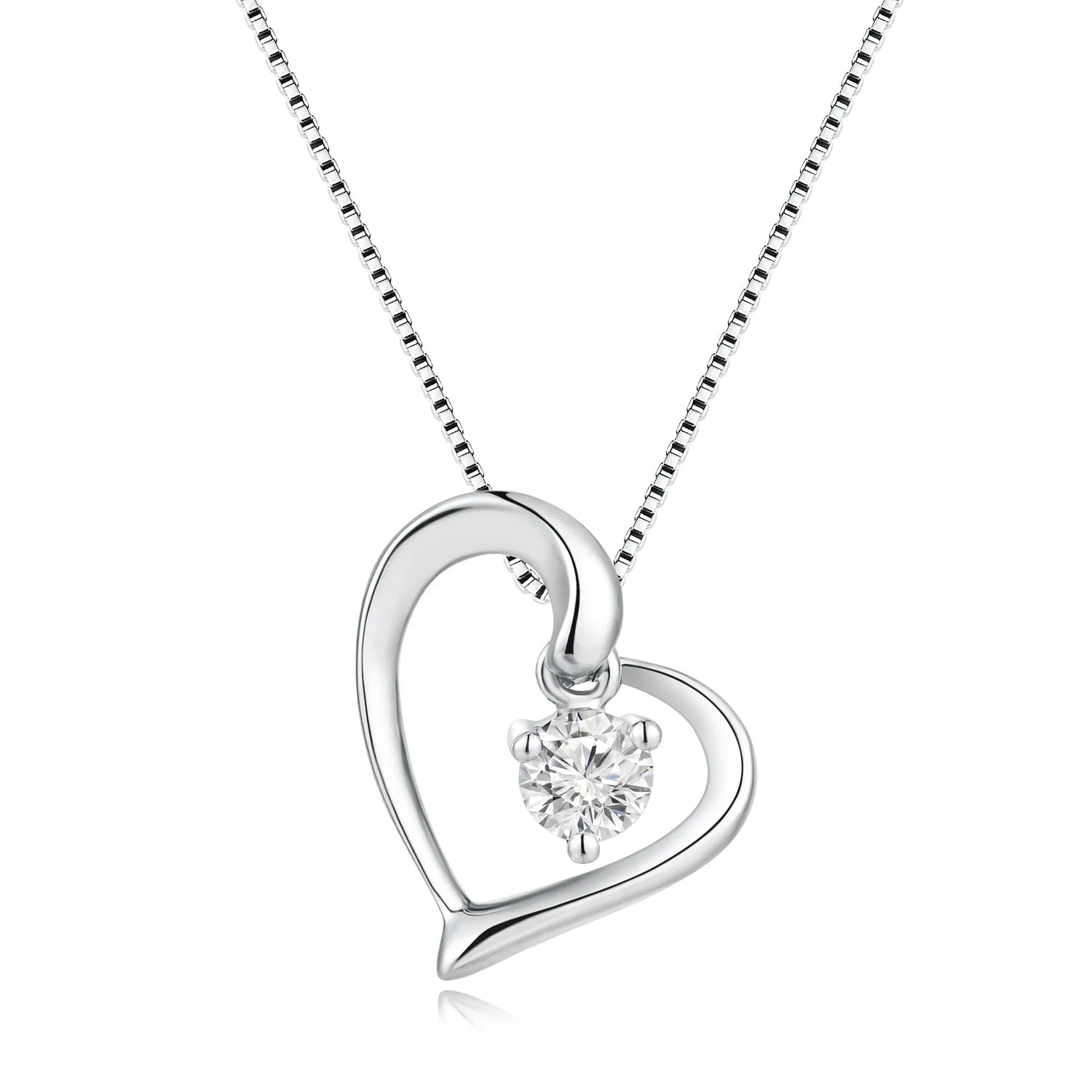 18K White Gold Heart Shape Diamond Pendant