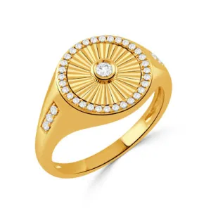 18K YELLOW GOLD DIAMOND SIGNET RING