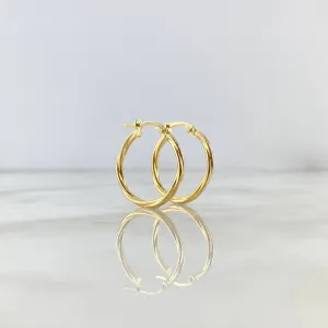 18K Yellow Gold Lui Striped Hoop Earrings 1.2gr / 0.87in