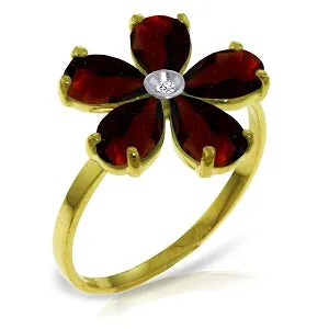 2.22 Carat 14K Solid Yellow Gold Citizen Of Love Garnet Diamond Ring