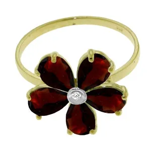 2.22 Carat 14K Solid Yellow Gold Citizen Of Love Garnet Diamond Ring