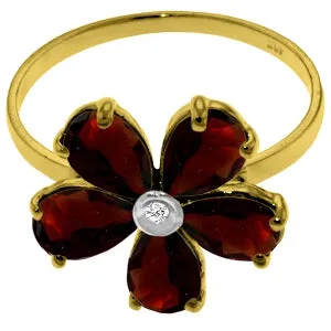 2.22 Carat 14K Solid Yellow Gold Citizen Of Love Garnet Diamond Ring