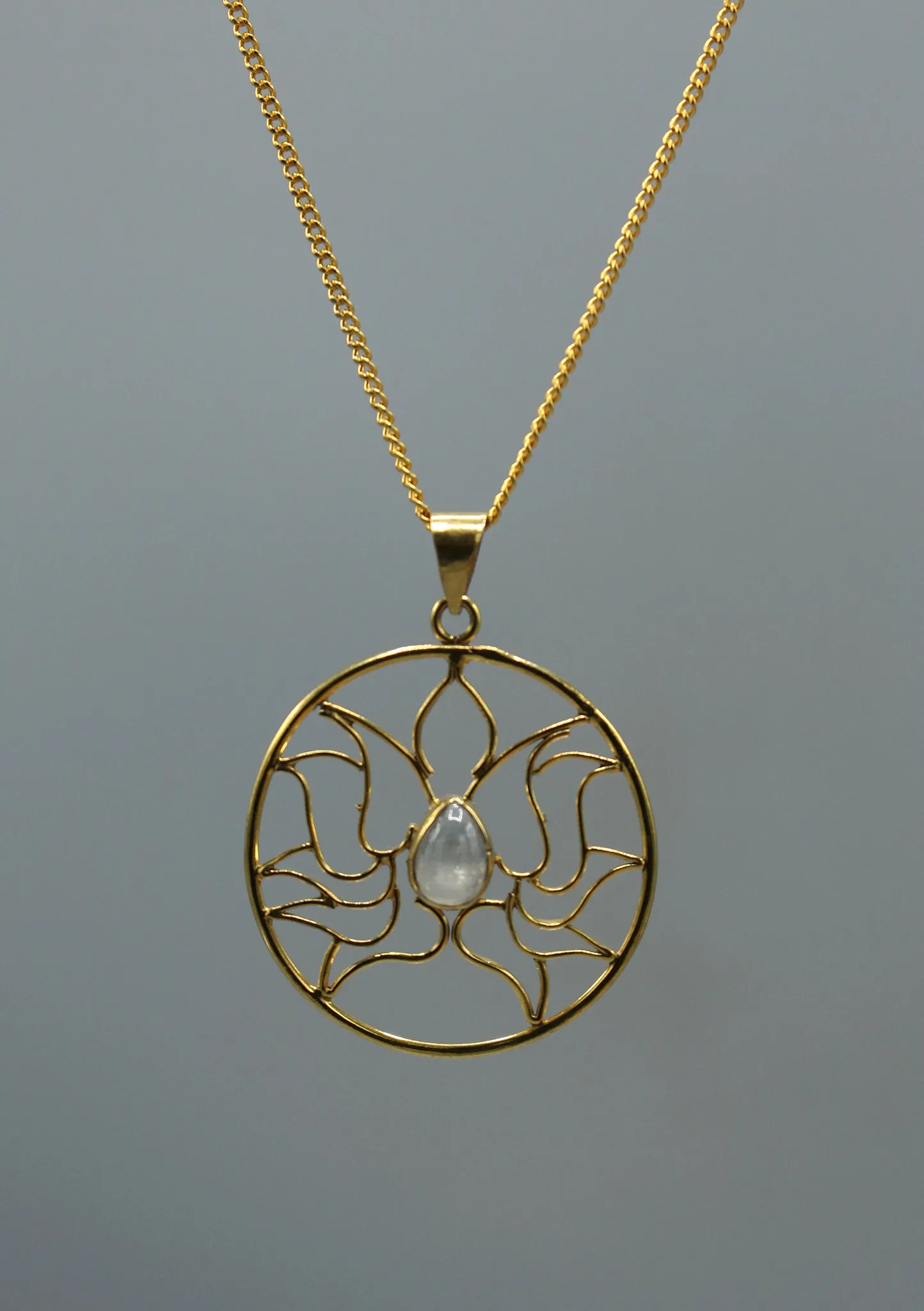 24 K Gold Plated Moonstone Lotus Necklace