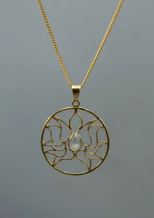 24 K Gold Plated Moonstone Lotus Necklace