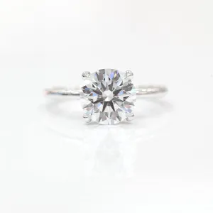 3.00-3.99 Carat Round Brilliant Lab Grown Diamond Solitaire Engagement Ring with Hidden Halo