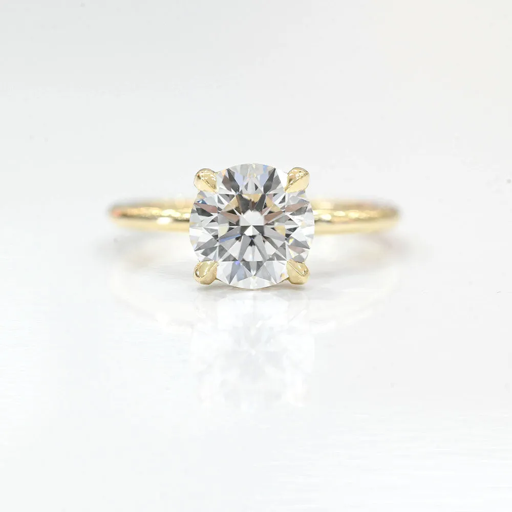 3.00-3.99 Carat Round Brilliant Lab Grown Diamond Solitaire Engagement Ring with Hidden Halo