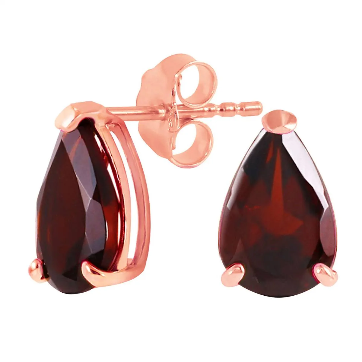 3.15 Carat 14K Solid Rose Gold Stud Earrings Natural Garnet