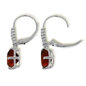 3.15 Carat 14K Solid White Gold Unselfish End Garnet Diamond Earrings