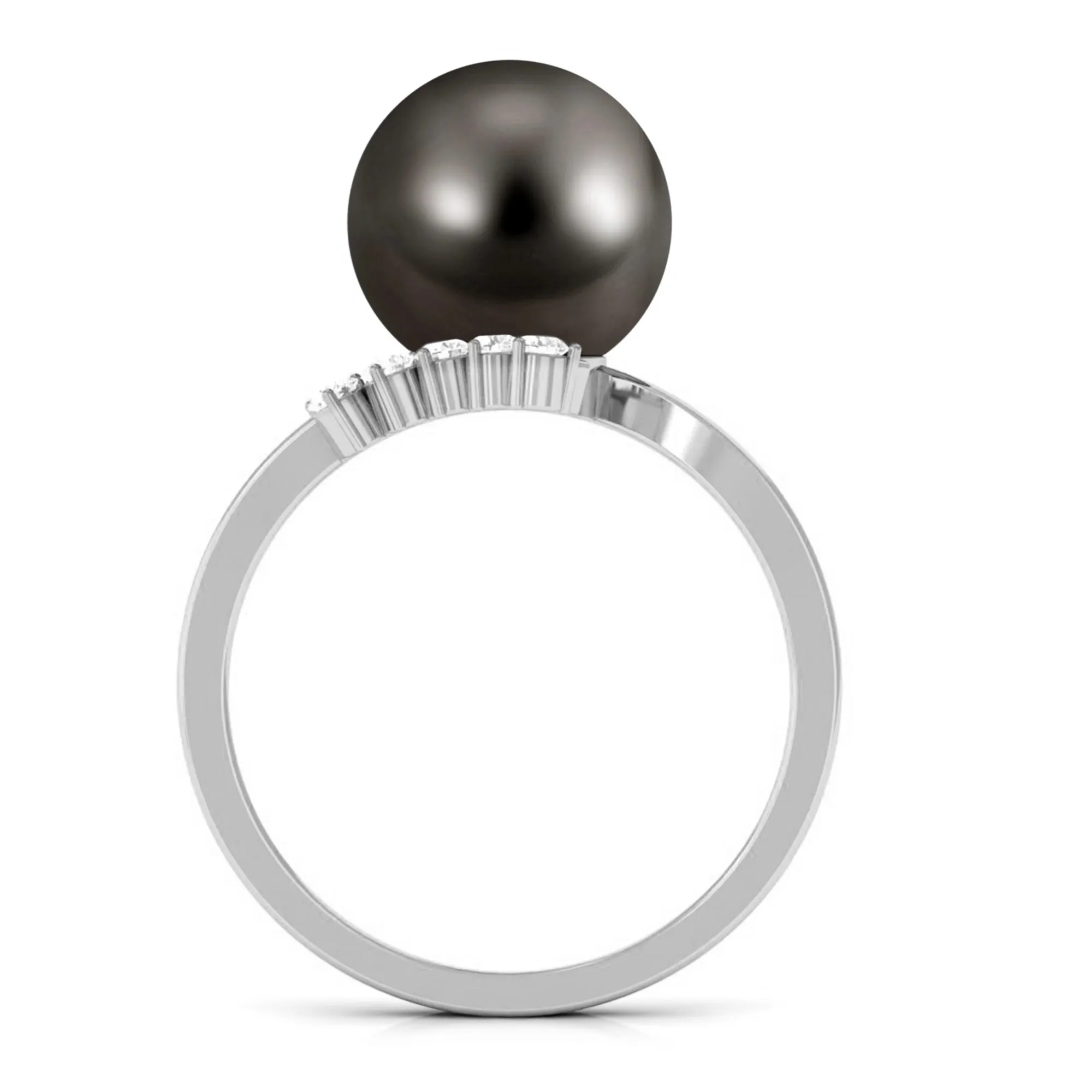 7.75 CT Designer Tahitian Pearl Solitaire Ring with Diamond