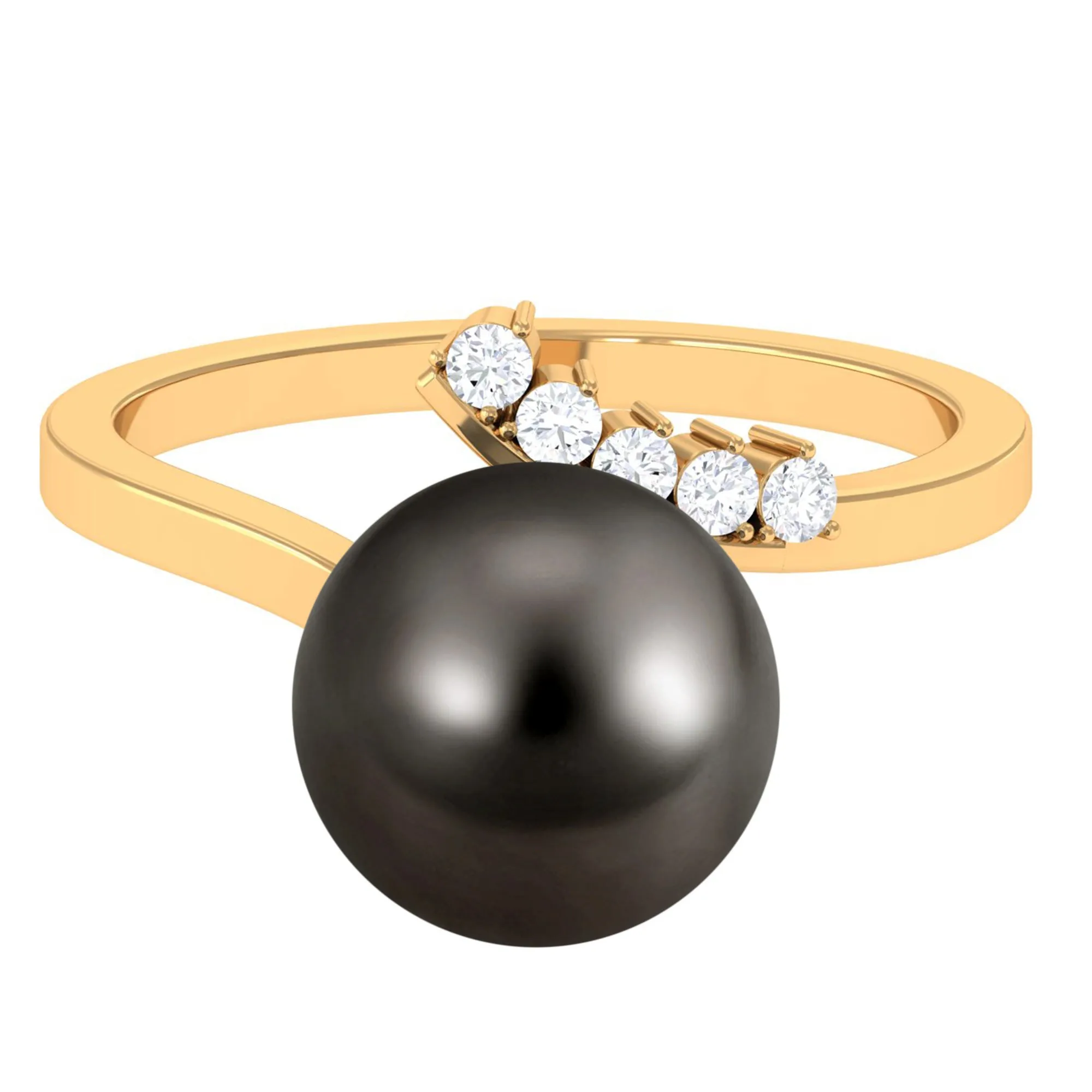 7.75 CT Designer Tahitian Pearl Solitaire Ring with Diamond