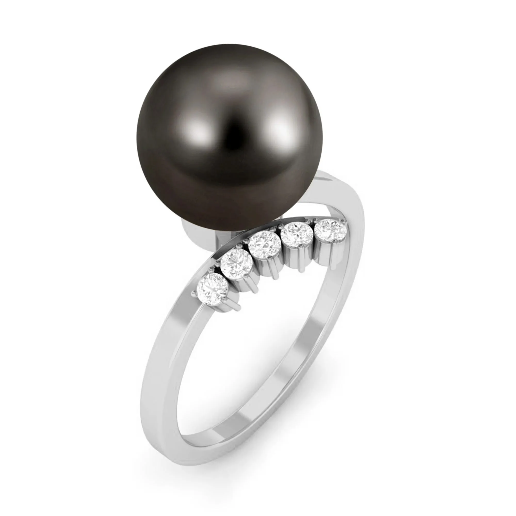 7.75 CT Designer Tahitian Pearl Solitaire Ring with Diamond