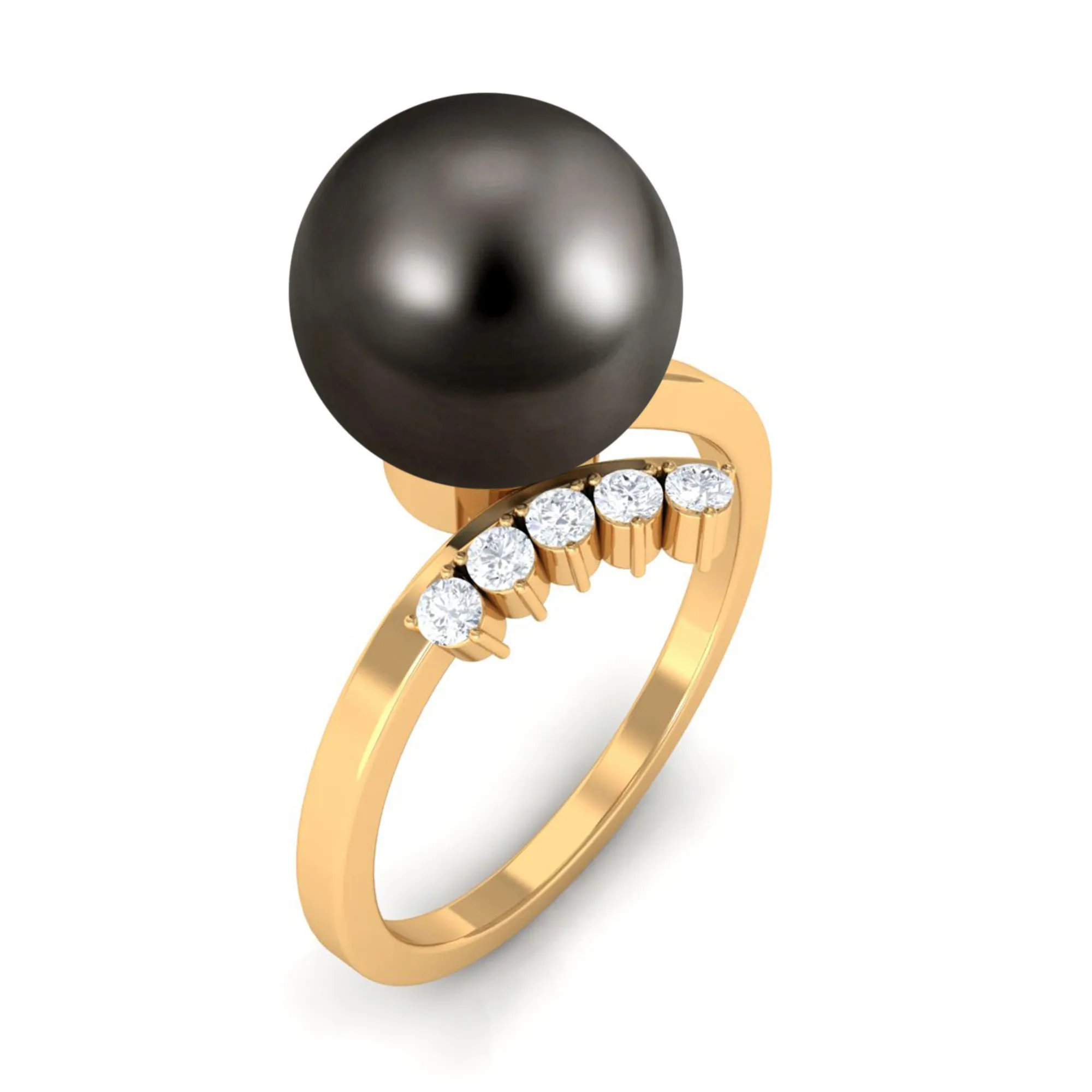 7.75 CT Designer Tahitian Pearl Solitaire Ring with Diamond