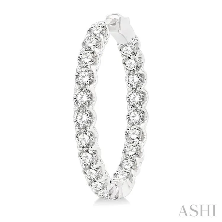 8 Ctw Round Cut Diamond In-Out Hoop Earring in 14K White Gold