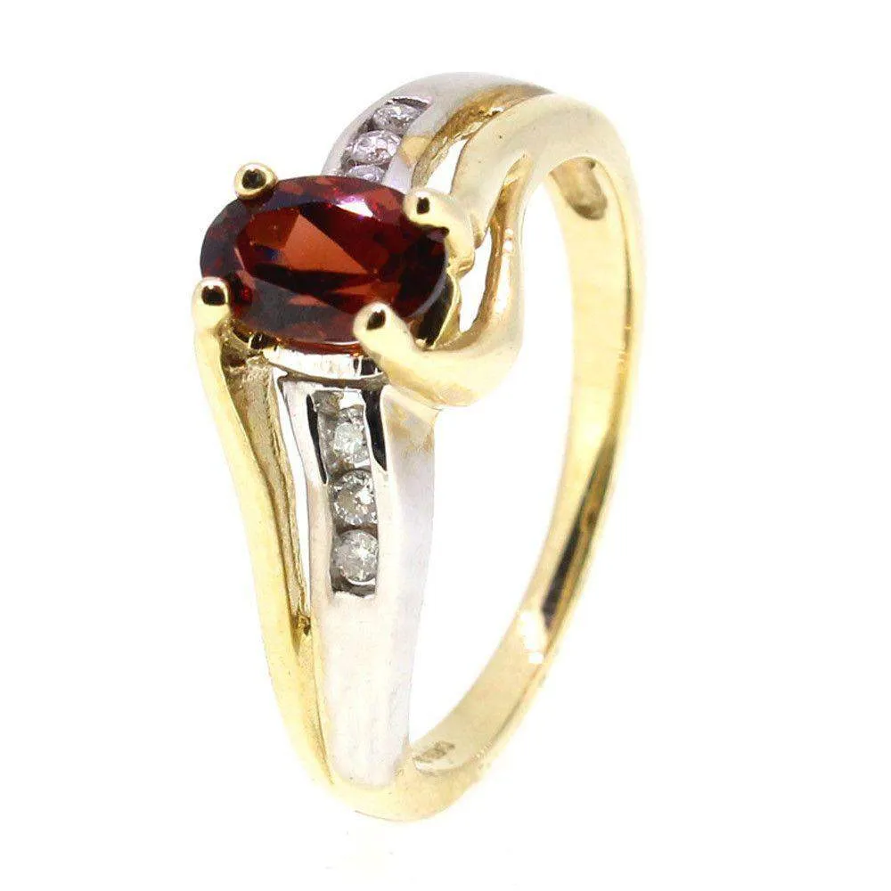 9 Carat yellow Gold Diamond and Garnet Dress Ring