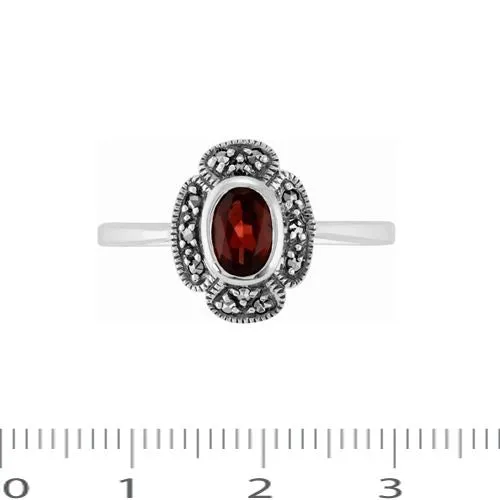 925 Sterlingsilber 0.50ct ct GRANAT & Markasit Haufen Ring