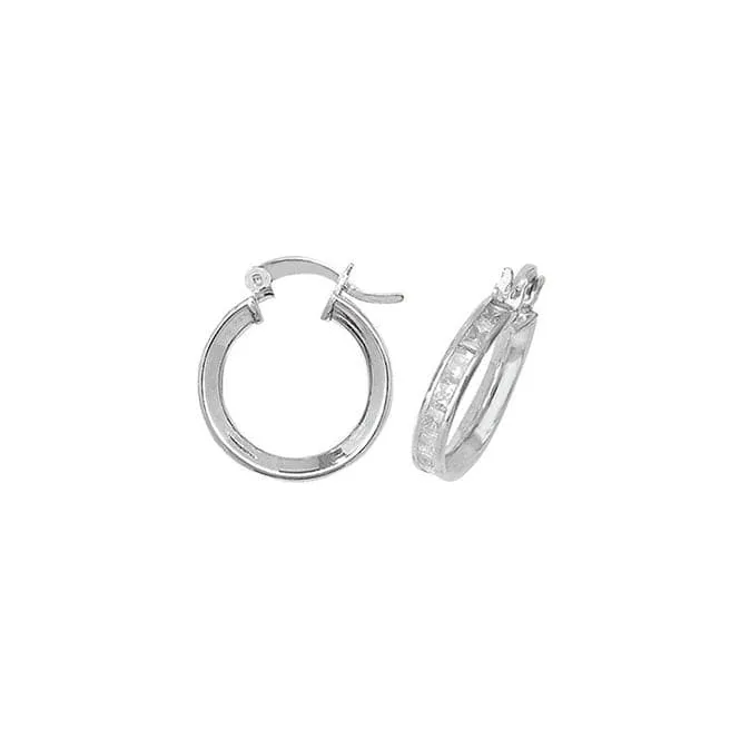 Acotis Silver Hoop Earrings Zirconia G5897