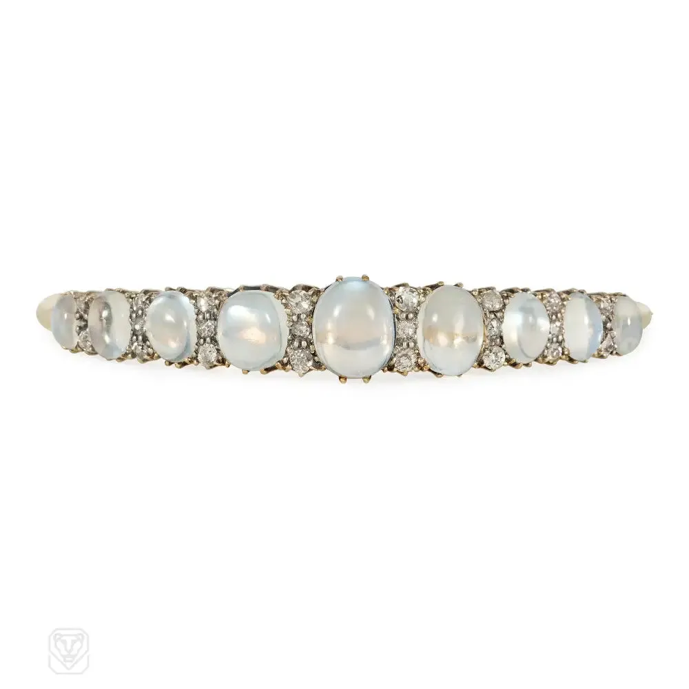 Antique moonstone and diamond bracelet