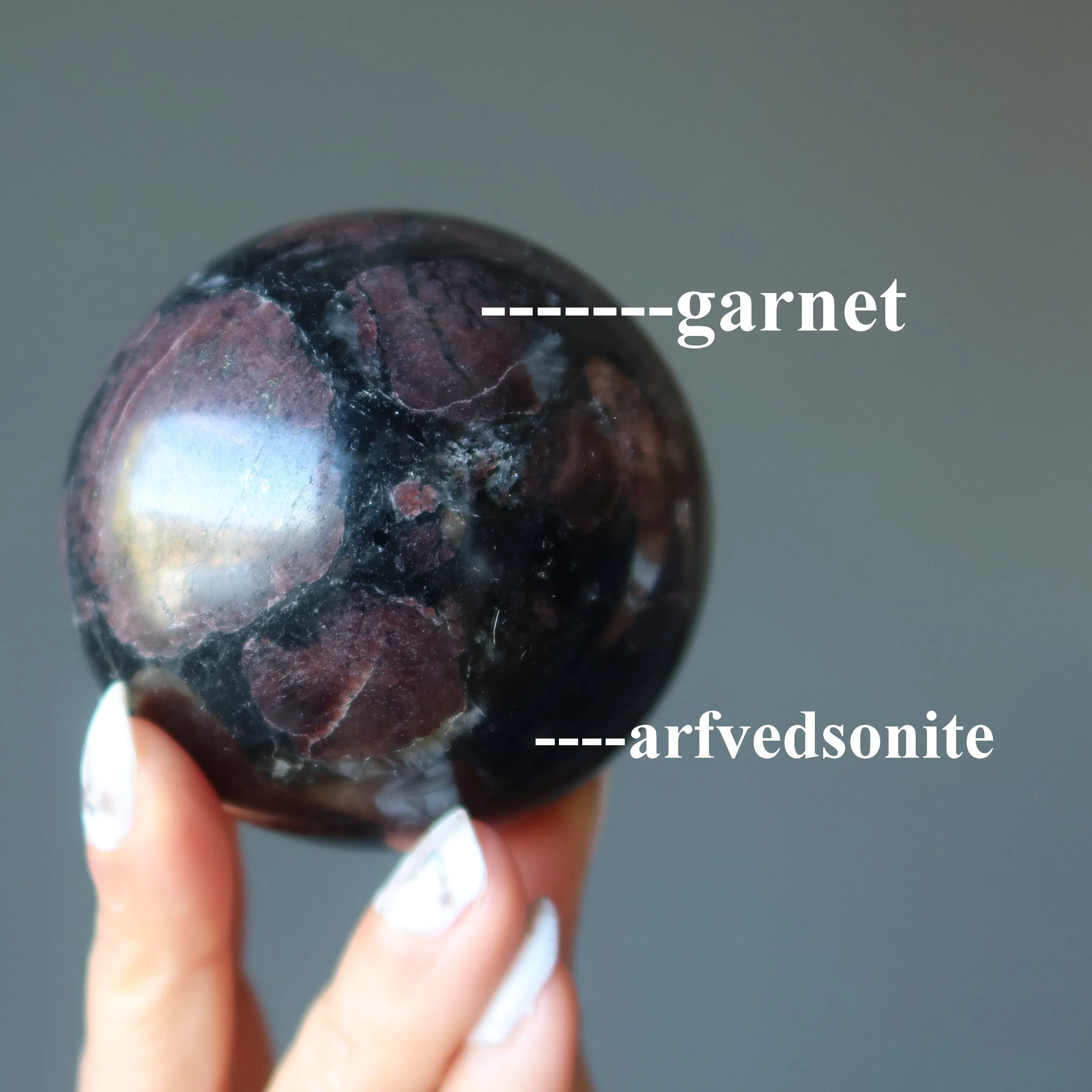 Arfvedsonite Sphere Garnet Desire Crystal Ball