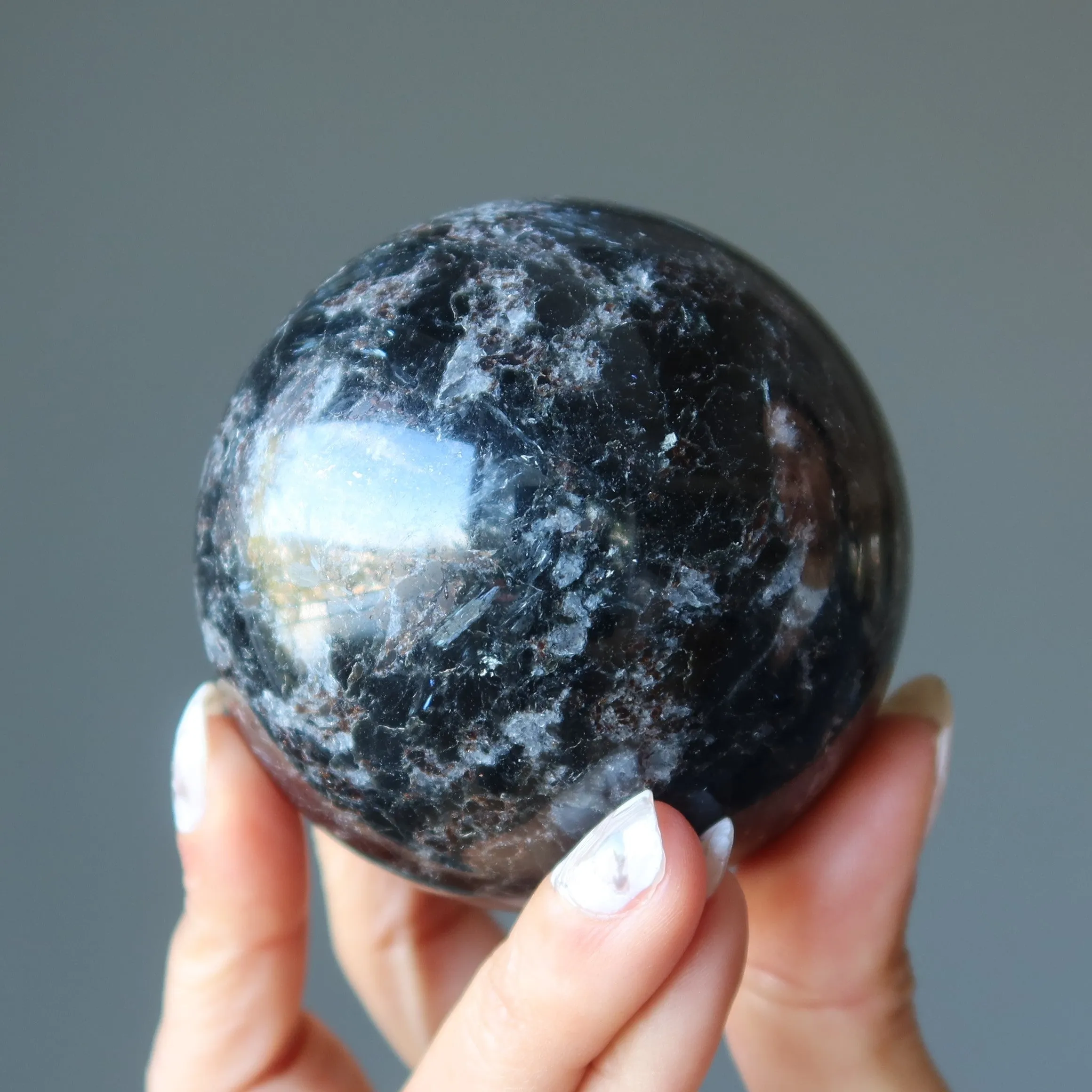 Arfvedsonite Sphere Garnet Desire Crystal Ball