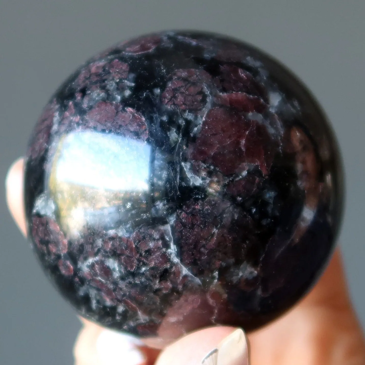 Arfvedsonite Sphere Garnet Desire Crystal Ball