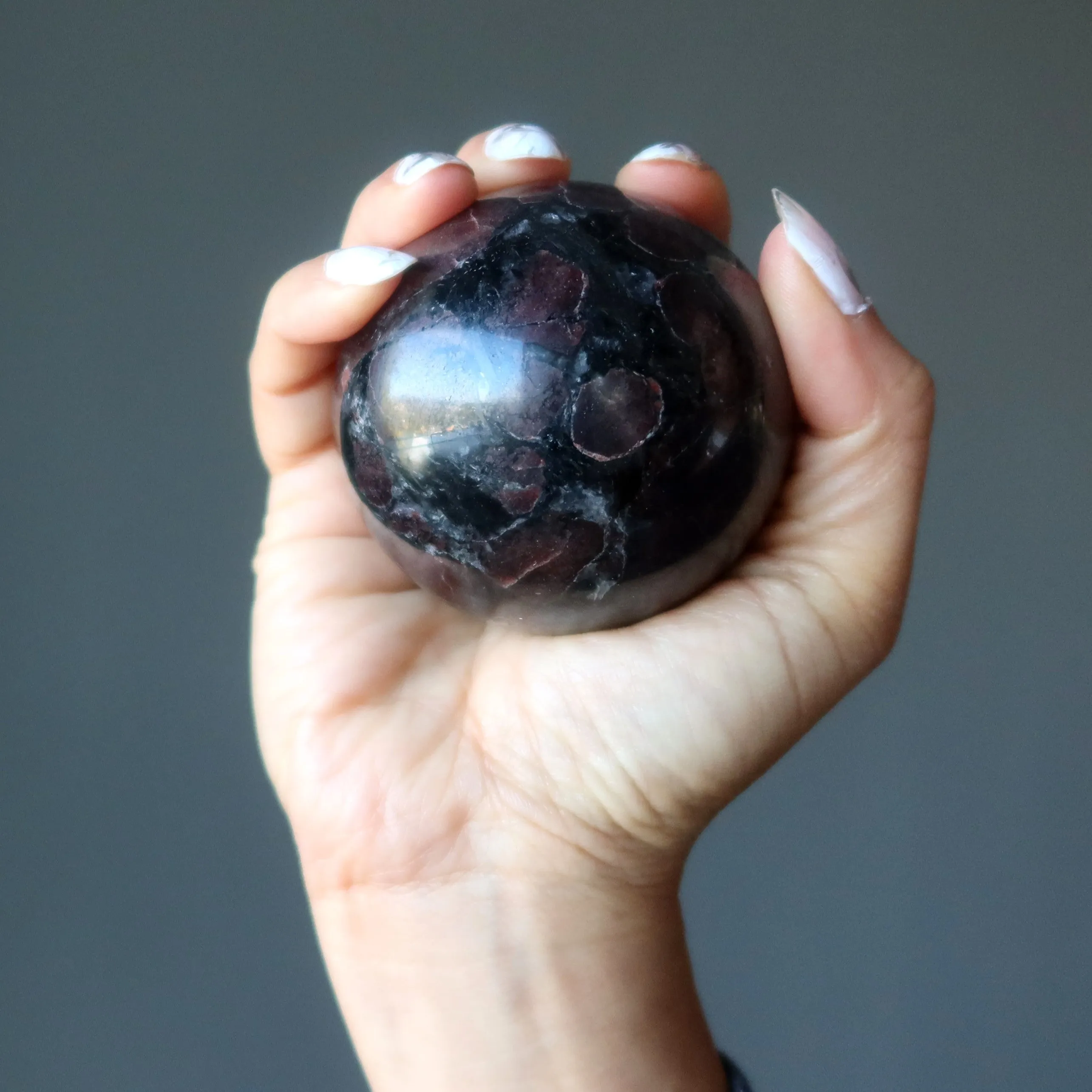 Arfvedsonite Sphere Garnet Desire Crystal Ball