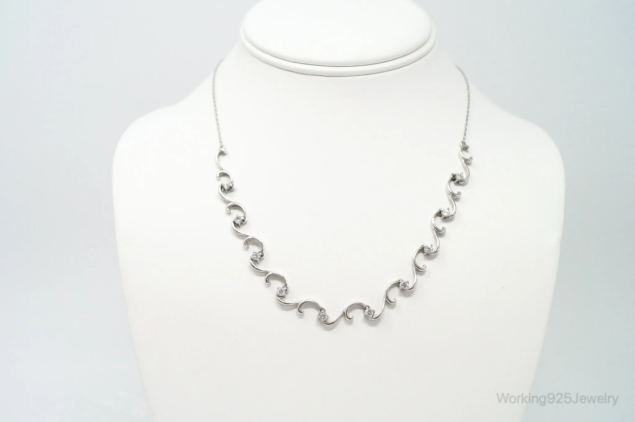 Art Deco Cubic Zirconia Sterling Silver Necklace