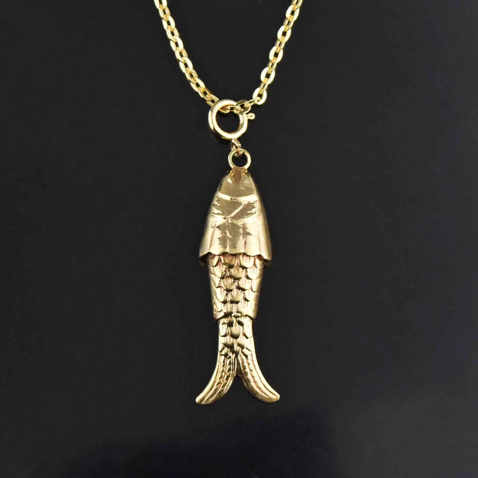 Articulated 14K Gold Fish Charm Pendant