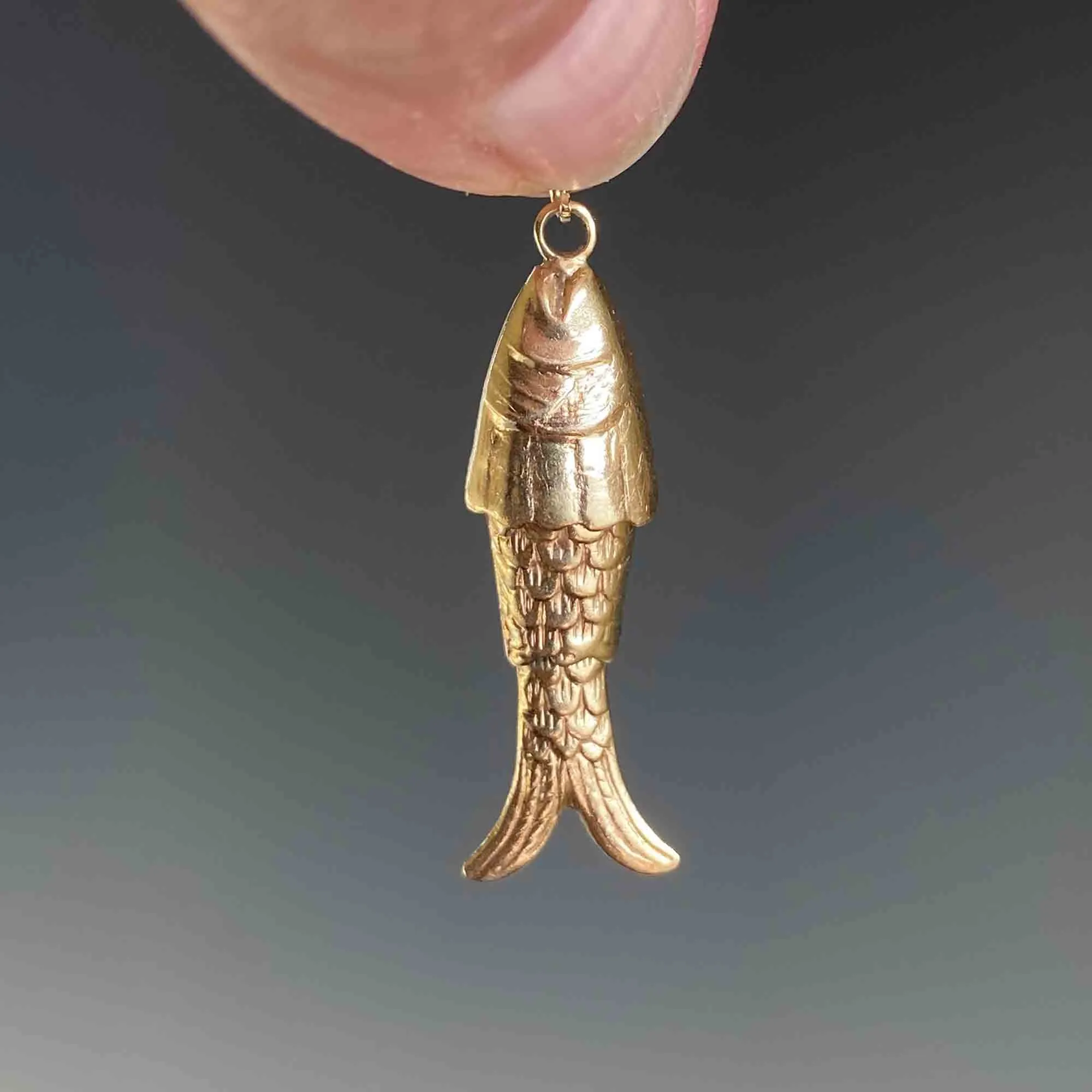 Articulated 14K Gold Fish Charm Pendant