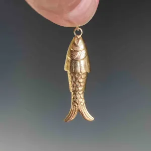 Articulated 14K Gold Fish Charm Pendant