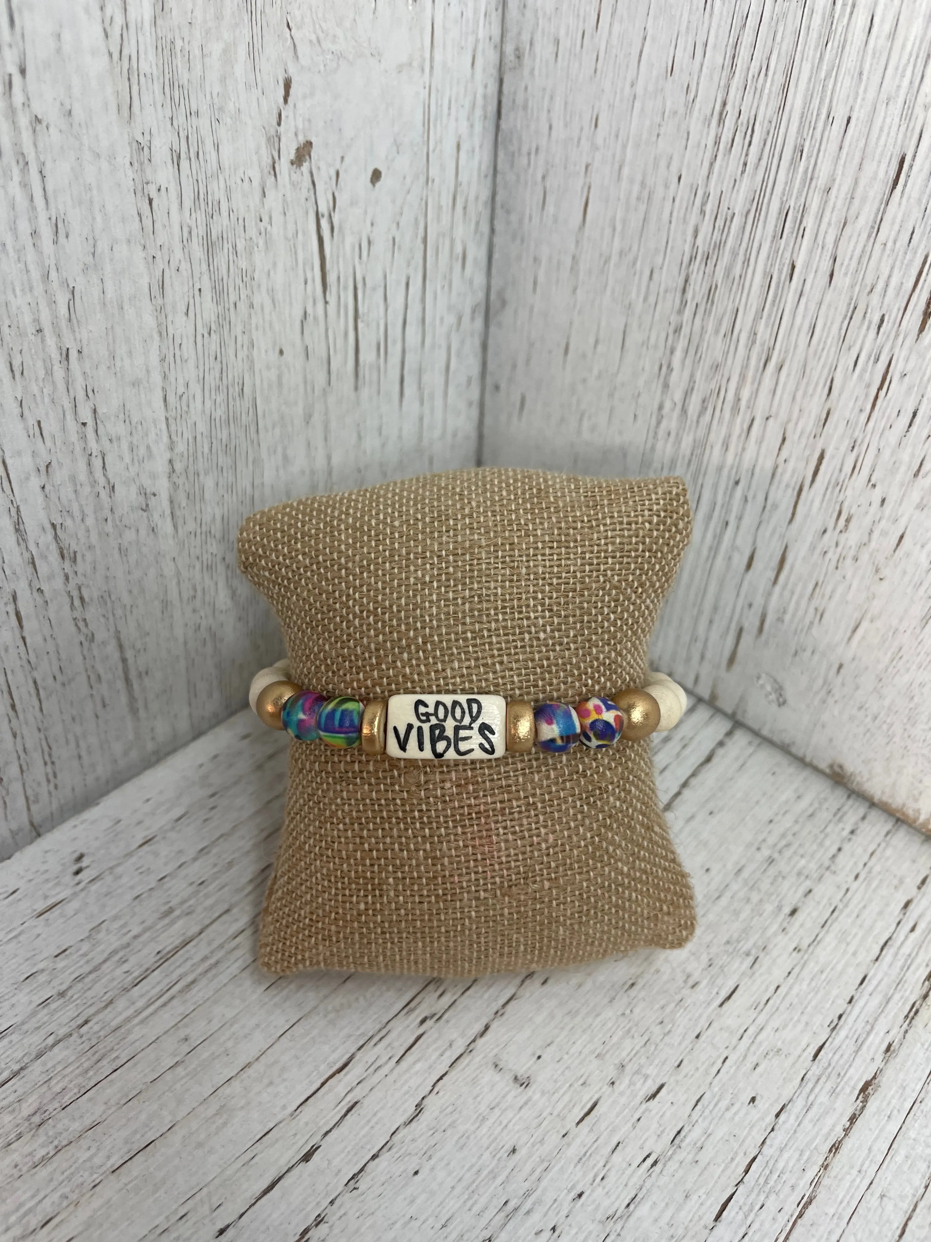 Audra Style Abstract Affirmation Word Beaded Bracelet in Spring Mix