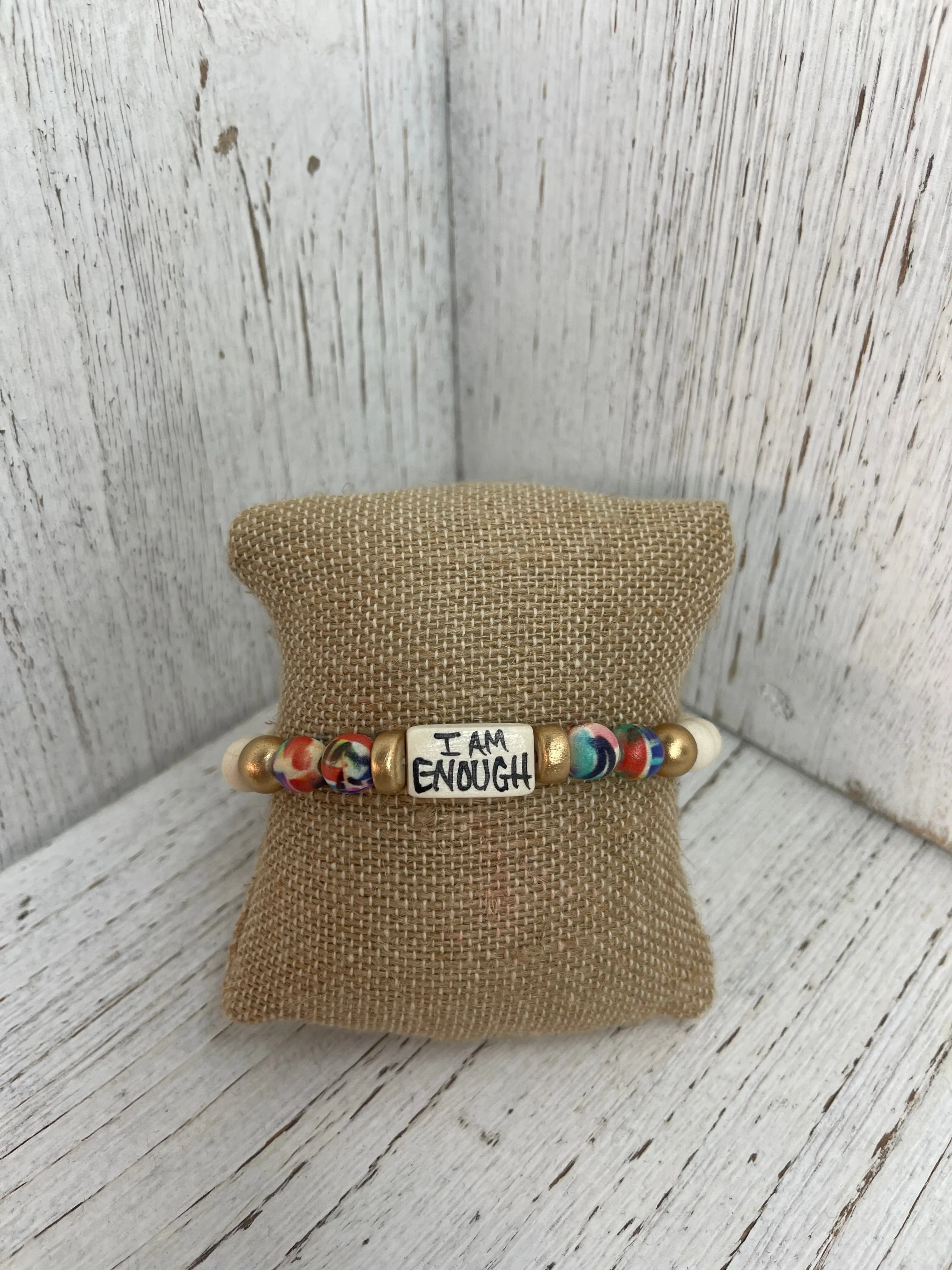 Audra Style Abstract Affirmation Word Beaded Bracelet in Spring Mix