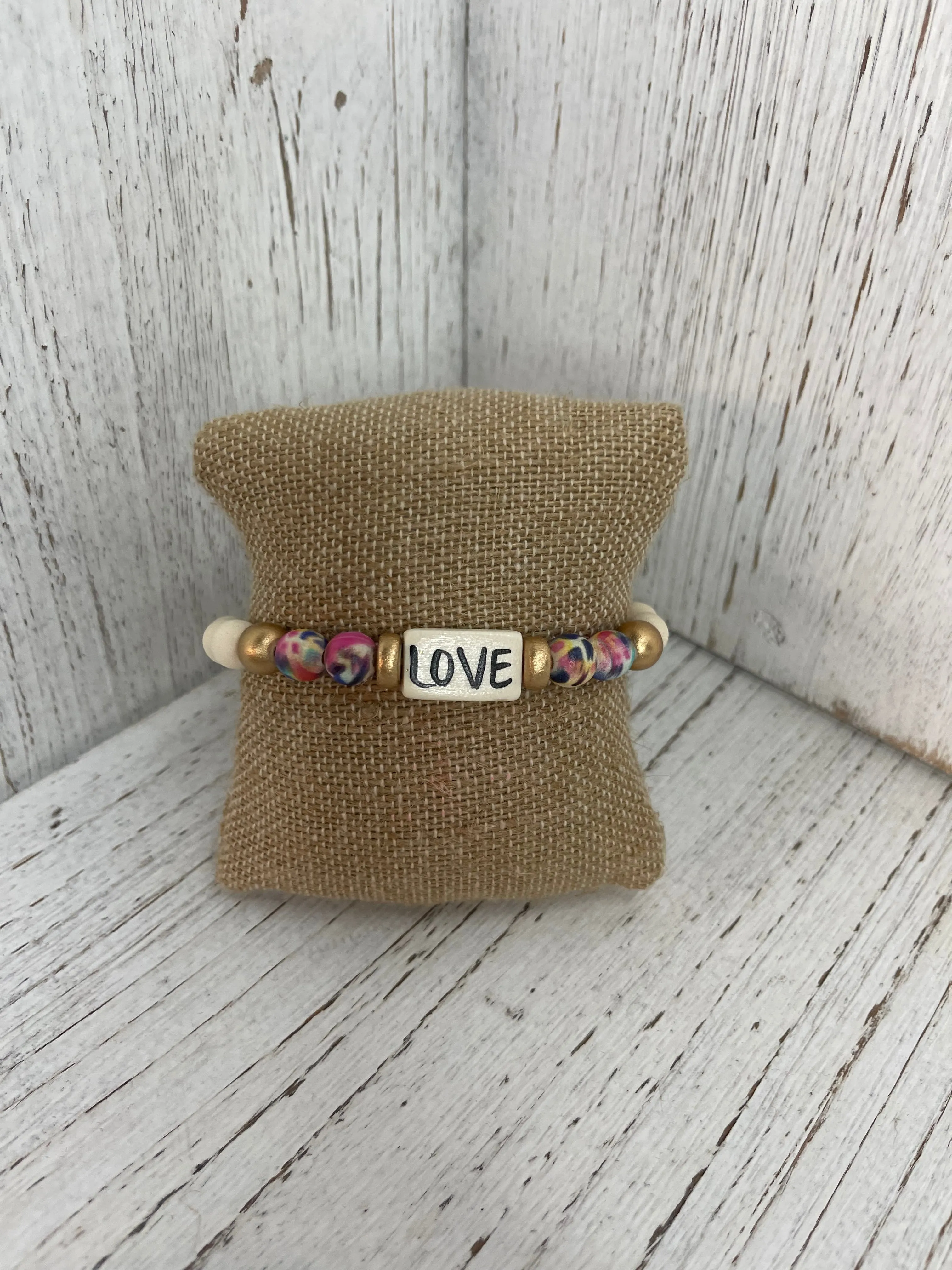 Audra Style Abstract Affirmation Word Beaded Bracelet in Spring Mix