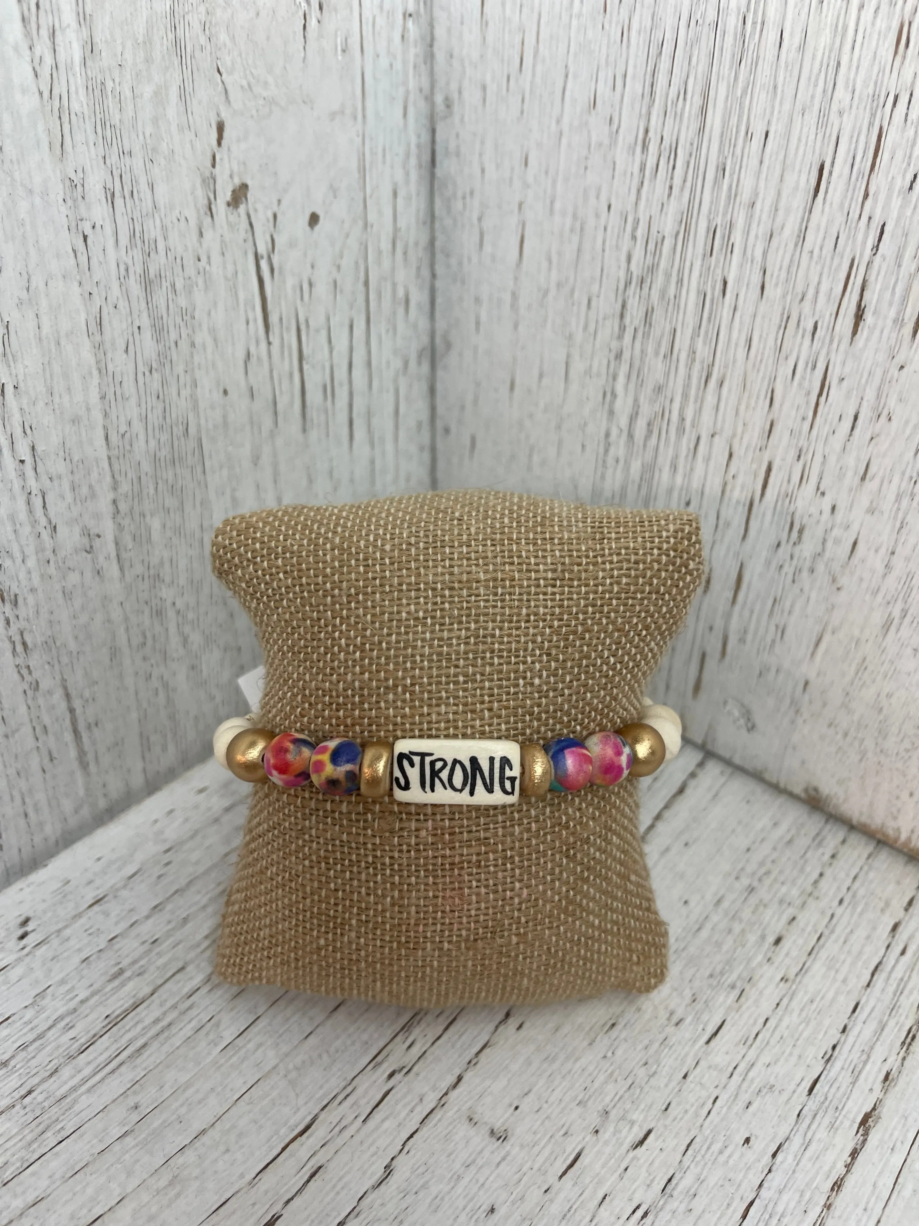 Audra Style Abstract Affirmation Word Beaded Bracelet in Spring Mix