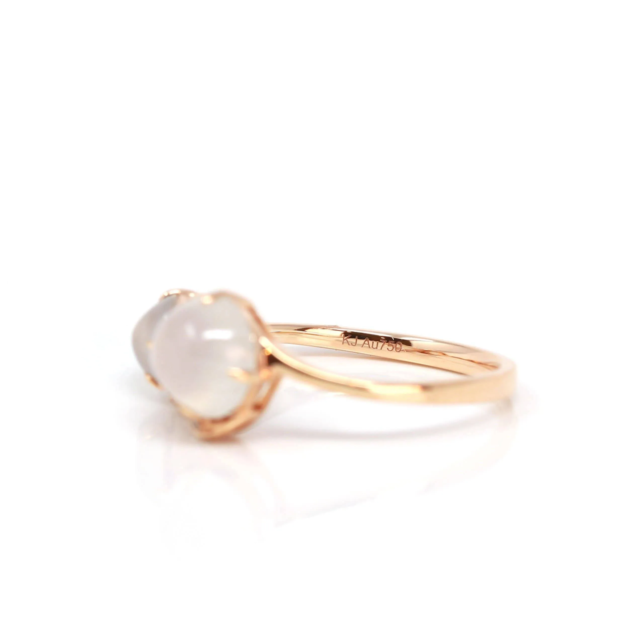 Baikalla™ "Jules" 18k Rose Gold Natural Ice Jadeite Engagement Ring With Rubys & Diamonds