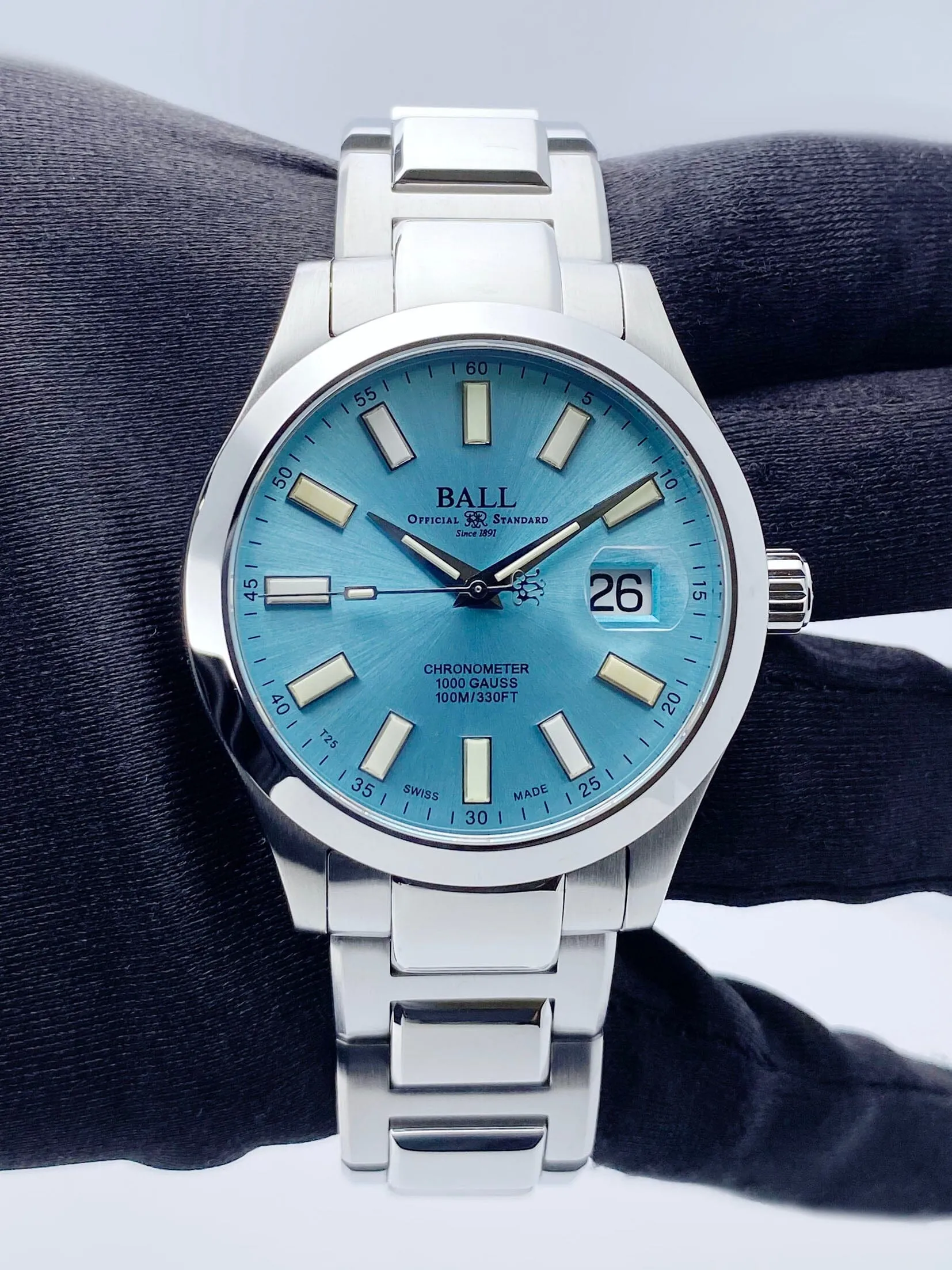 BALL Engineer III Marvelight 40MM Ice Blue Dial Rainbow Watch Box Papers