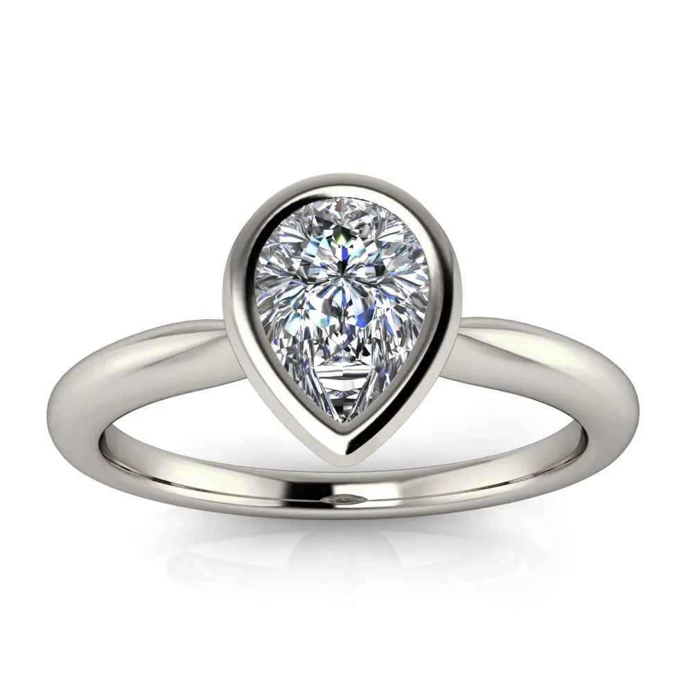 Bezel Pear Solitaire Engagement Ring - Pippa