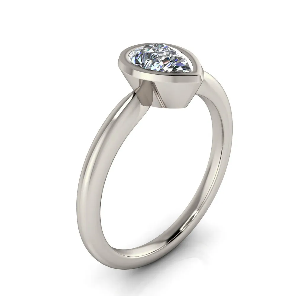 Bezel Pear Solitaire Engagement Ring - Pippa