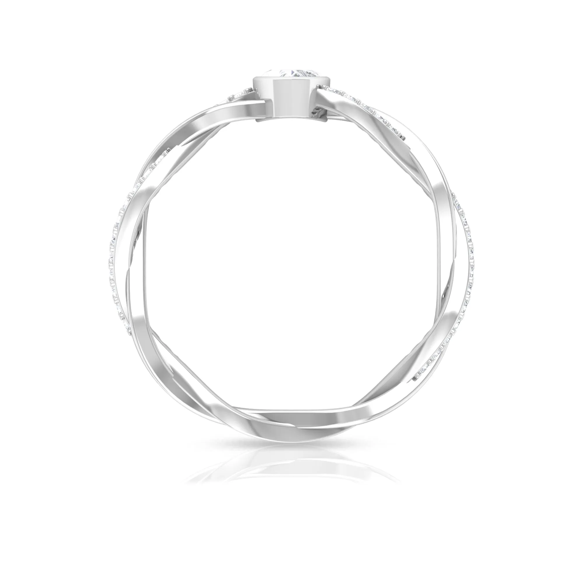 Bezel Set Solitaire and Braided Diamond Ring