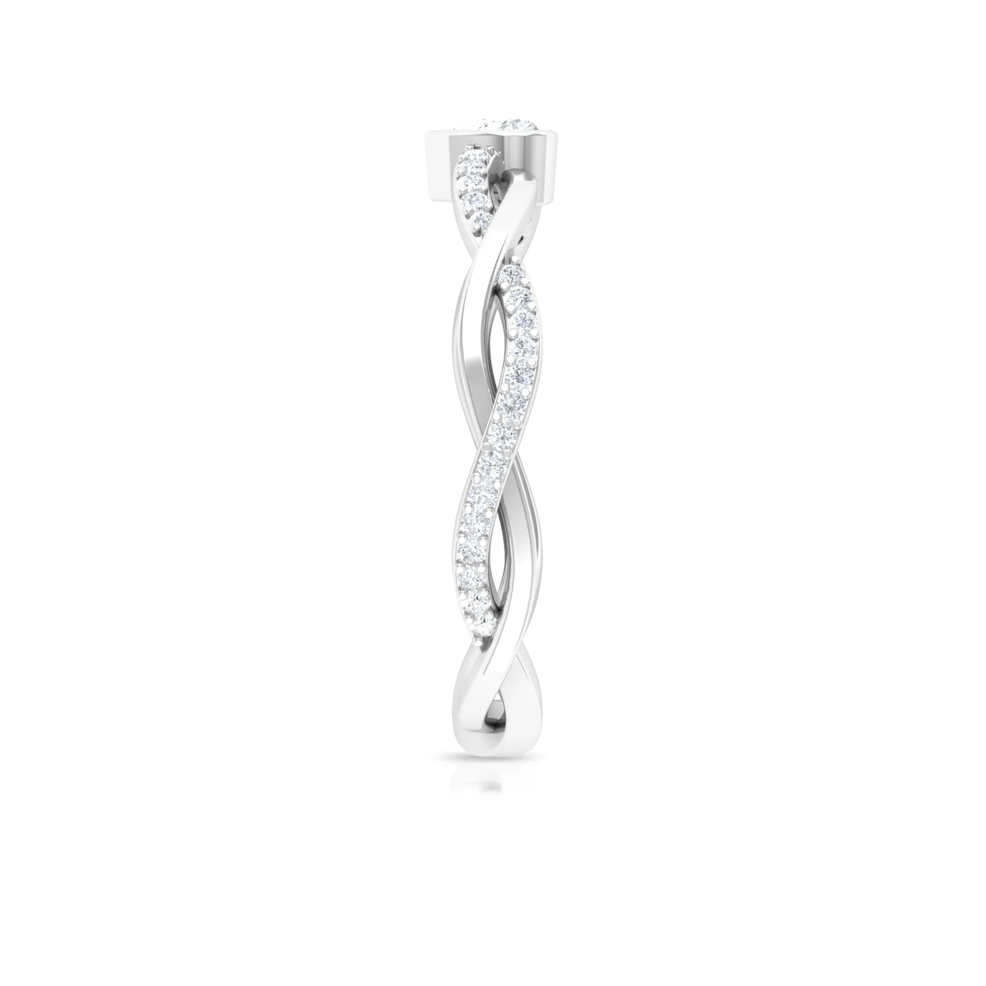 Bezel Set Solitaire and Braided Diamond Ring