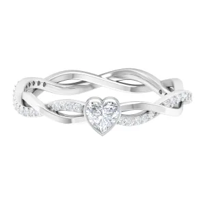 Bezel Set Solitaire and Braided Diamond Ring