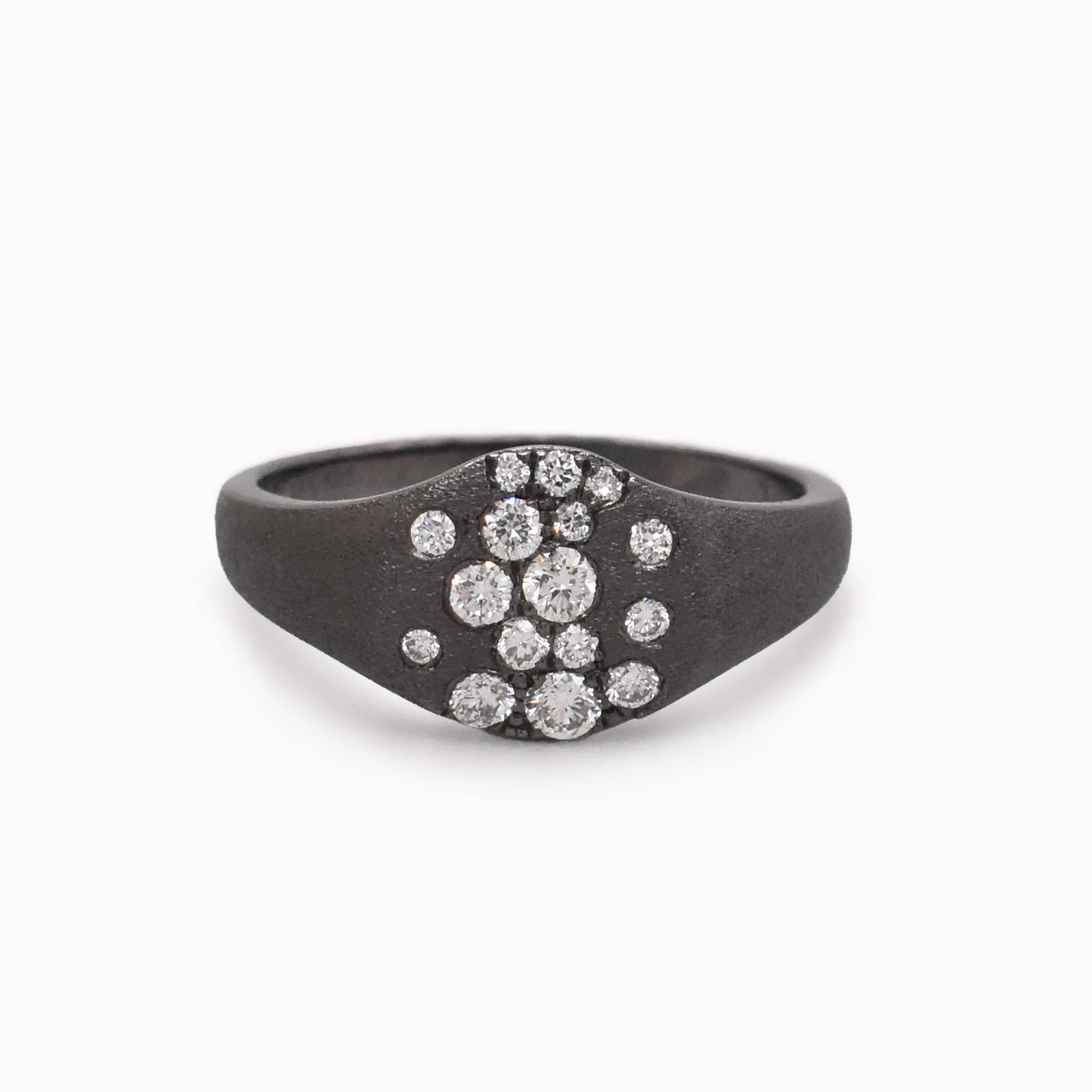 Black Gold Diamond Galaxy Signet Ring