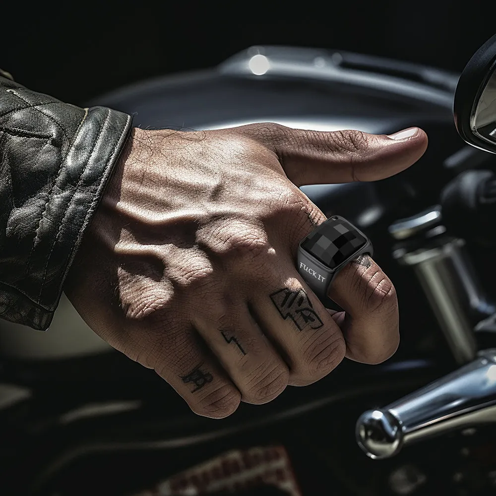 Black Onyx Engraved Signet Ring for Men