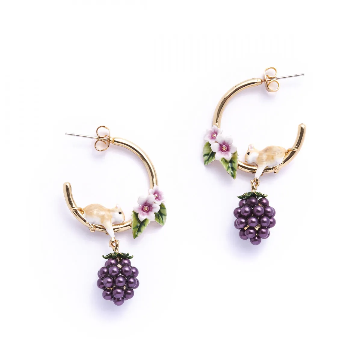 Blackberry and Mouse Hoop earrings