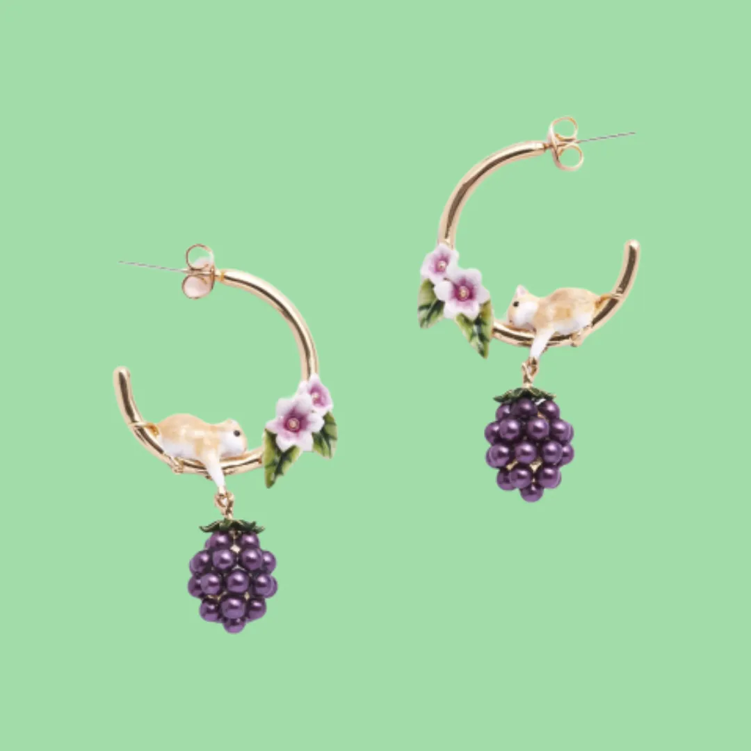 Blackberry and Mouse Hoop earrings