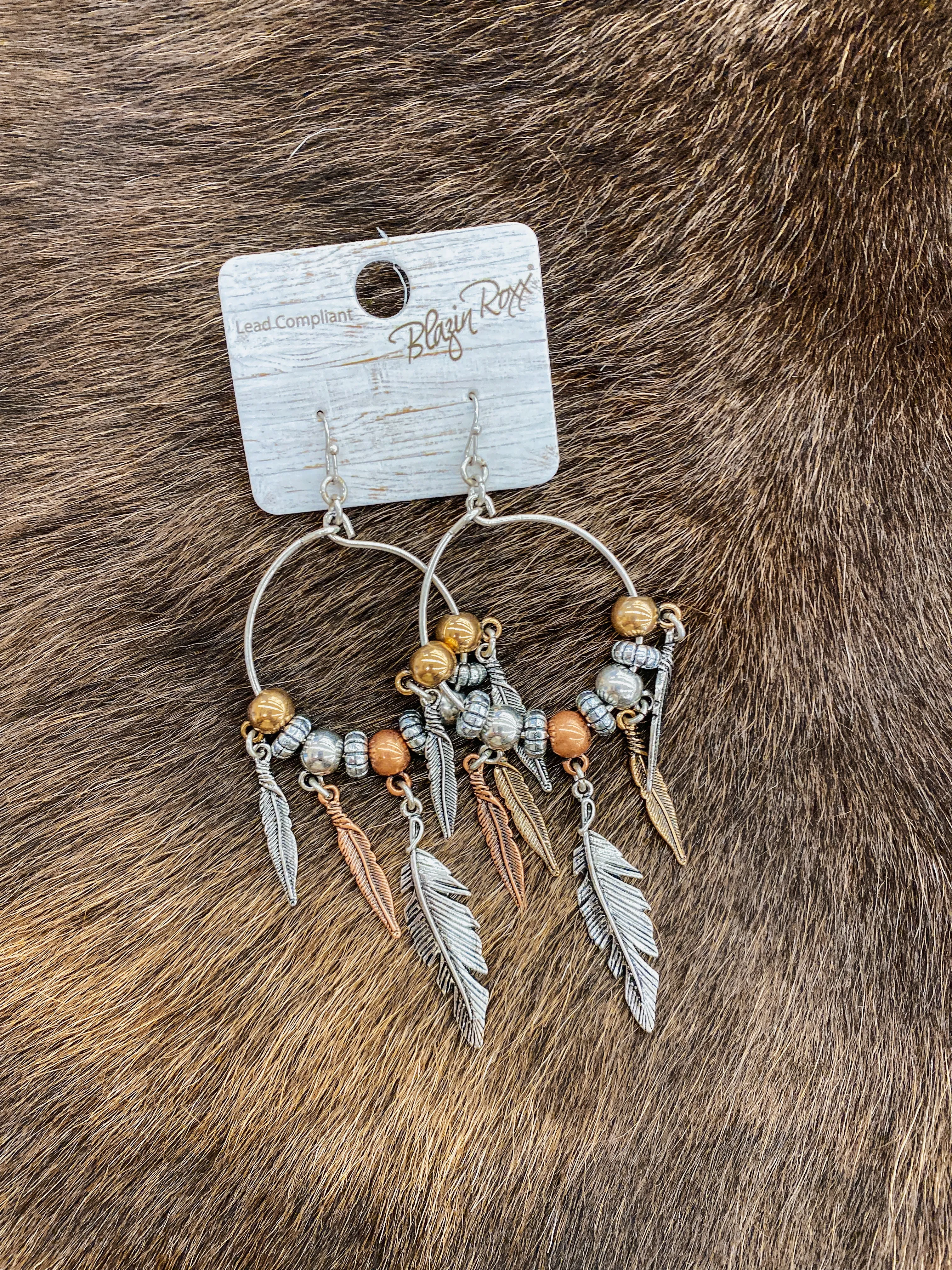 Blazin Roxx Feather Drop Earring