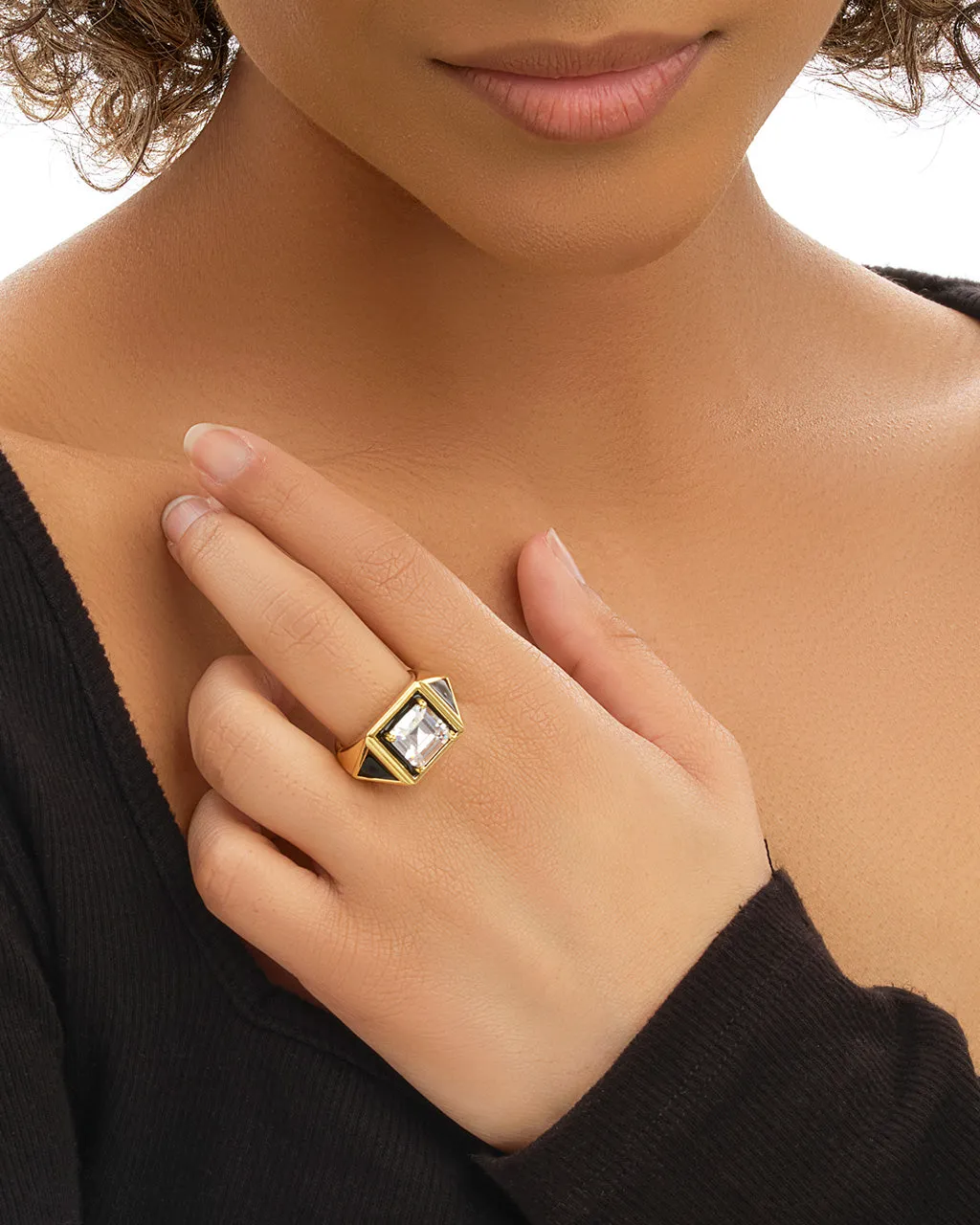 Bruna CZ & Enamel Signet Ring