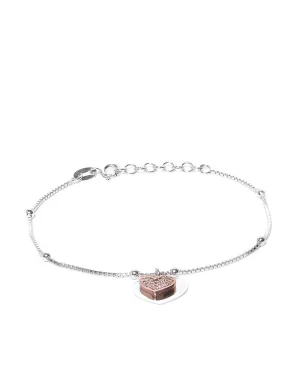 Carlton London Cz-Studded Heart Rhodium Plated Bracelet