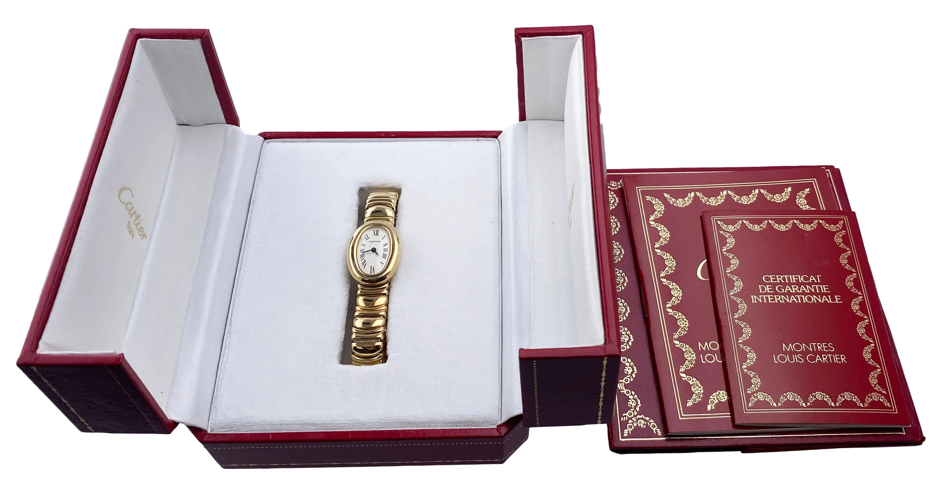 Cartier Baignoire Mini W15109D8 / 1960 18k Yellow Gold Ladies Watch Box Papers